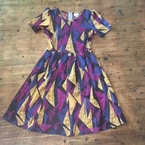 Lularoe fit and flare artsy triangle S dress - Picture 1 of 3